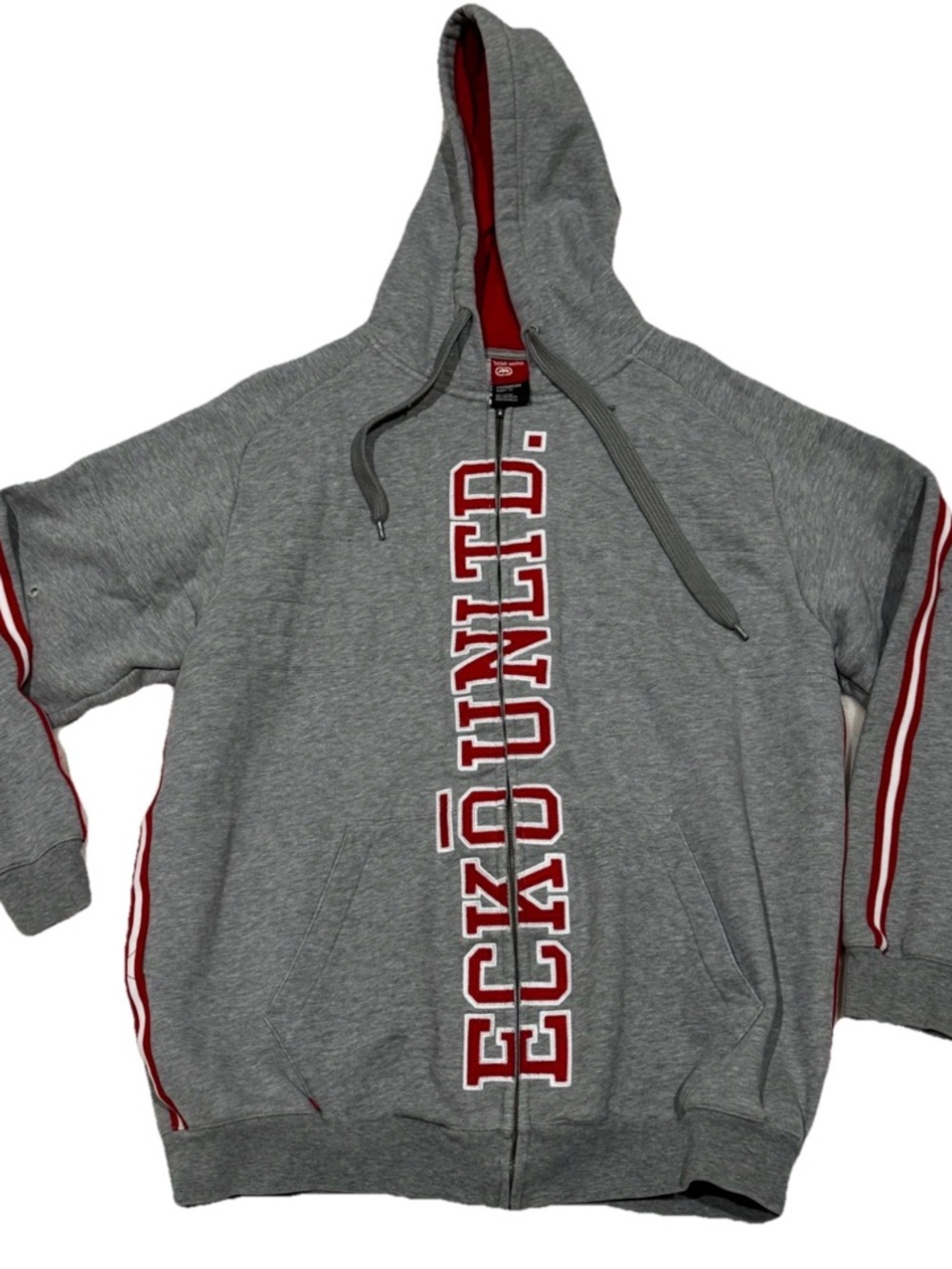 Ecko Unltd Y2K Dark Gray Graphic Rhino Streetwear Full Zip Hooded Jacket Mens XL